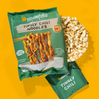 Moenofuku Tingly Chili Noodles packaging on a yellow background