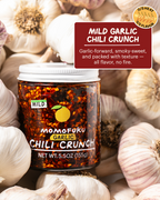 mild garlic chili crunch on garlic background