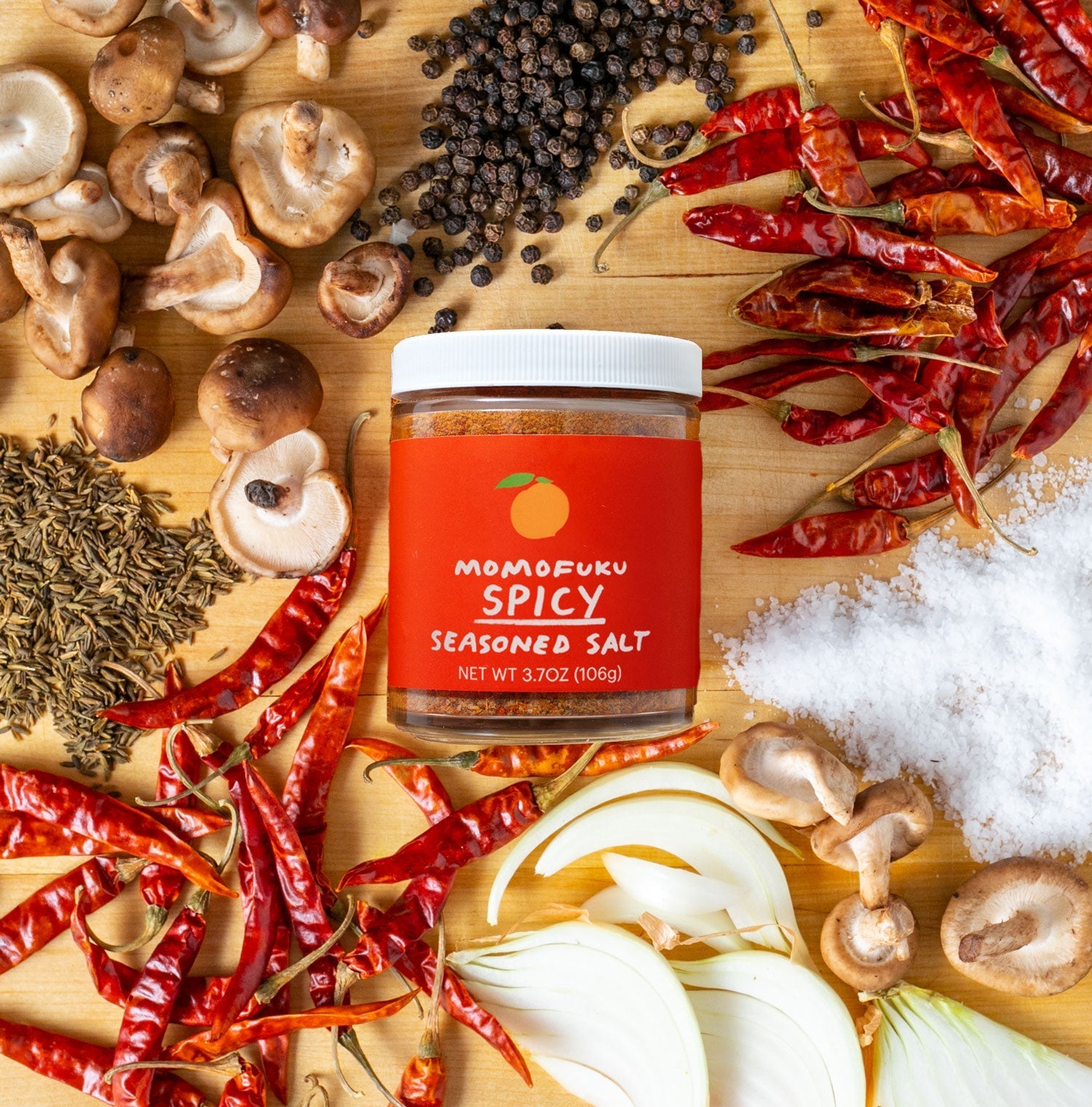 Jar of Spicy Seasoned Salt with ingredients