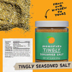 Nutrition: Servings: 64, Serving size 1/4 tsp (1.5g), Amount Per Serving: Calories 0, Total Fat 0g (0% DV), Sat. Fat 0g (0% DV), Trans Fat 0g, Cholest. 0mg (0% DV), Sodium 280mg (12% DV),Total Carb. 0g (0% DV), Fiber 0g (0% DV), Sugars 0g, Protein 0g

Ingredients: Spices, Salt, Sichuan Pepper, Onion, Natural Flavor, Citric Acid, Kelp, Tamari (Water, Organic Soybeans, Salt, Organic Alcohol), Mushroom, Seaweed. Contains: Soy