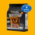 Momofuku soy and scallion noodles package on a yellow background with a four-meals quality badge.